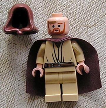 LEGO Minifigure -- Obi-Wan Kenobi (Young, Light Flesh with Hood and Cape, Gold Headset)-Star Wars / Star Wars Episode 3 -- SW0234 -- Creative Brick Builders
